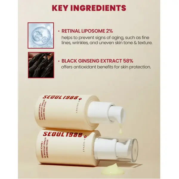 KSECRET SEOUL 1988 Serum: Retinal Liposome 2% + Black Ginseng (30ml)