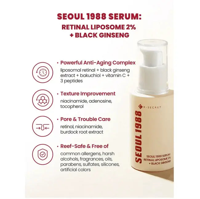 KSECRET SEOUL 1988 Serum: Retinal Liposome 2% + Black Ginseng (30ml)