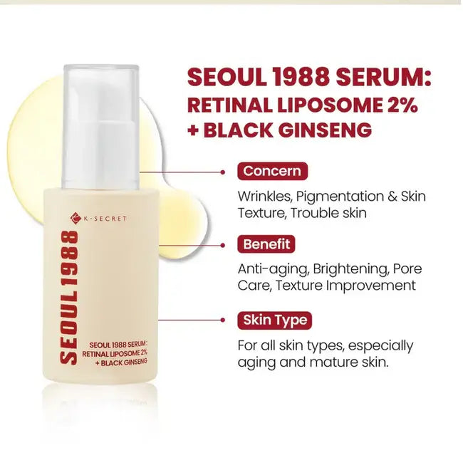 KSECRET SEOUL 1988 Serum: Retinal Liposome 2% + Black Ginseng (30ml)